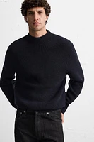 WOOL - COTTON MOCK NECK SWEATER