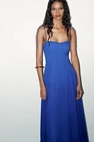 ROBE MIDI POPELINE NŒUDS
