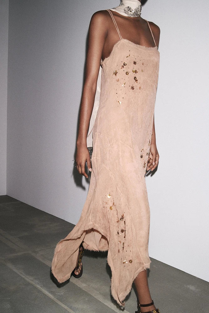 ZW COLLECTION EMBROIDERED ASYMMETRIC DRESS