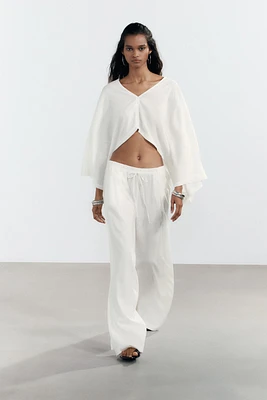 KIMONO CAPE AVEC LIN ASYMÉTRIQUE