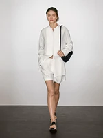Linen blend shirt with thin pintucks