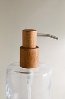 GLASS AND WOOD BATHROOM DISPENSER