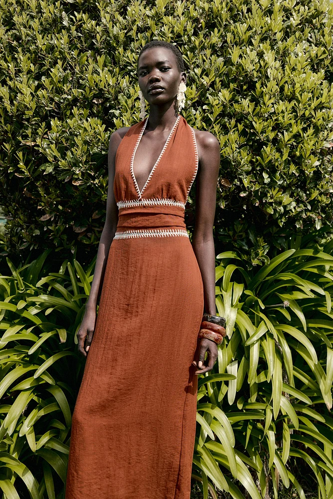EMBROIDERED MIDI DRESS