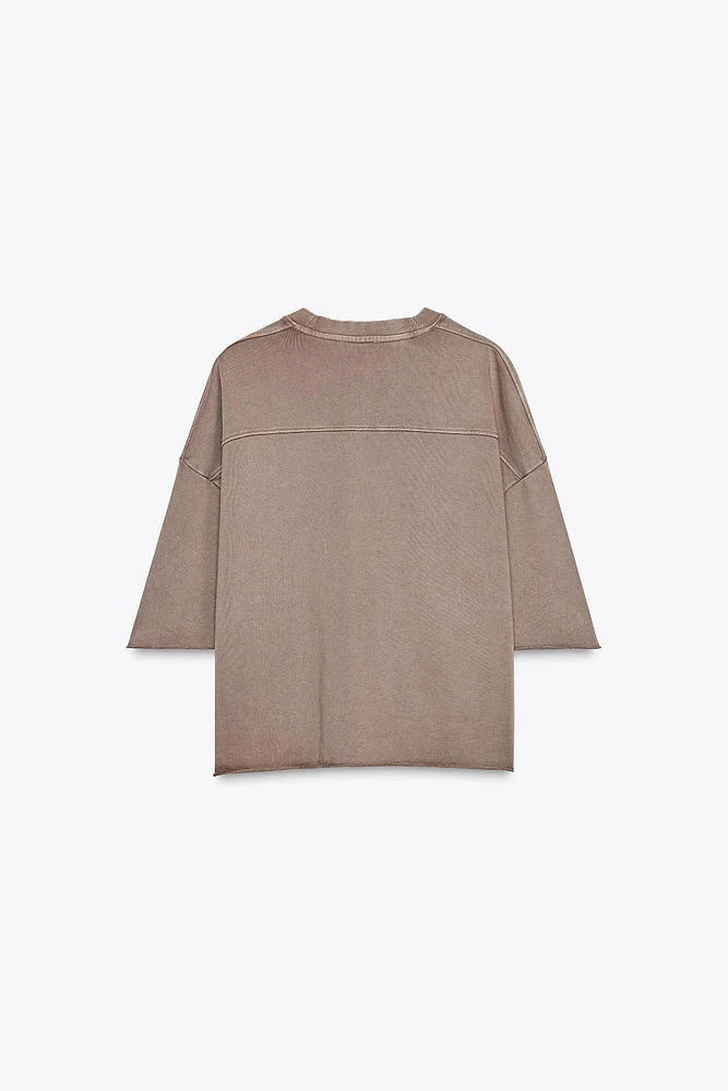 WASHED EFFECT PLUSH SWEATSHIRT