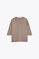 WASHED EFFECT PLUSH SWEATSHIRT