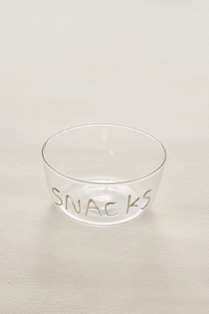 BOROSILICATE GLASS BOWL WITH SLOGAN