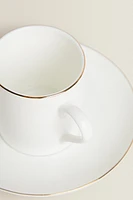 RIMMED BONE CHINA COFFEE CUP AND SAUCER