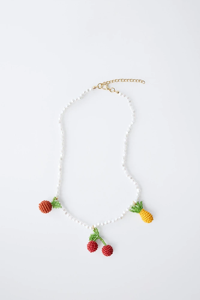FRUIT PENDANT BEADED NECKLACE