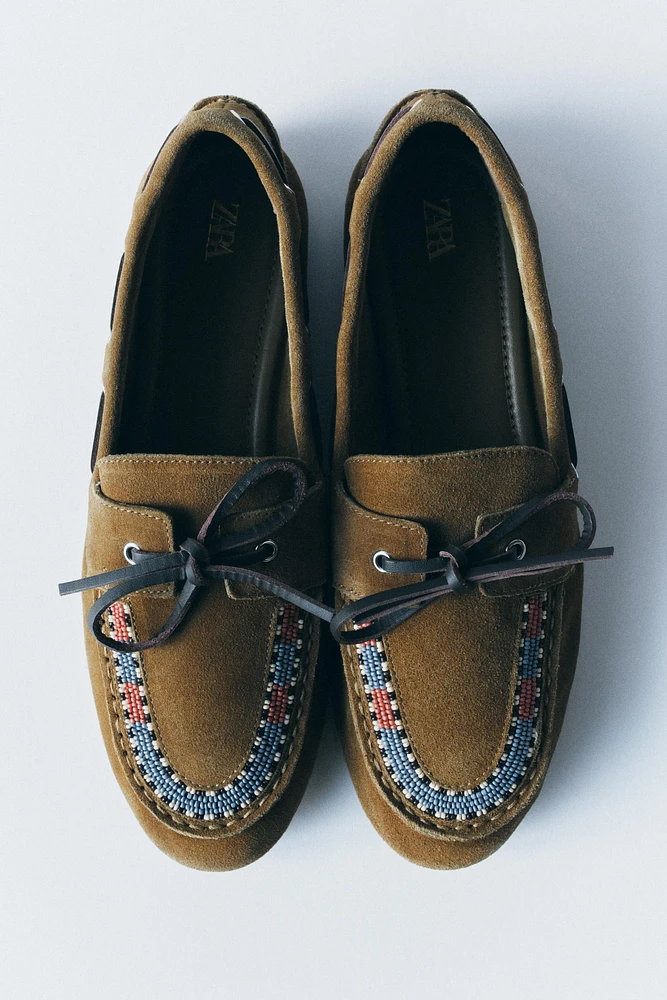 EMBROIDERED SUEDE LOAFERS