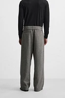 BELTED HERRINGBONE PANTS