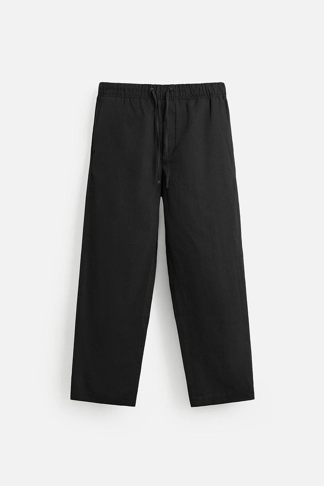 RELAXED FIT COTTON LINEN PANTS