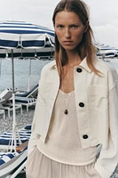 VESTE AVEC LIN MANCHES COMBINÉES