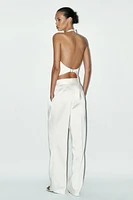 PANTALON SATINÉ TAILLE HAUTE PLIS