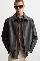 FAUX LEATHER WASHED JACKET