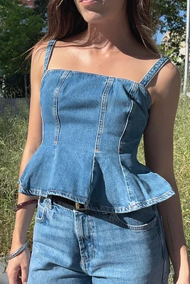 TOP Z1975 EN JEAN À BRETELLES