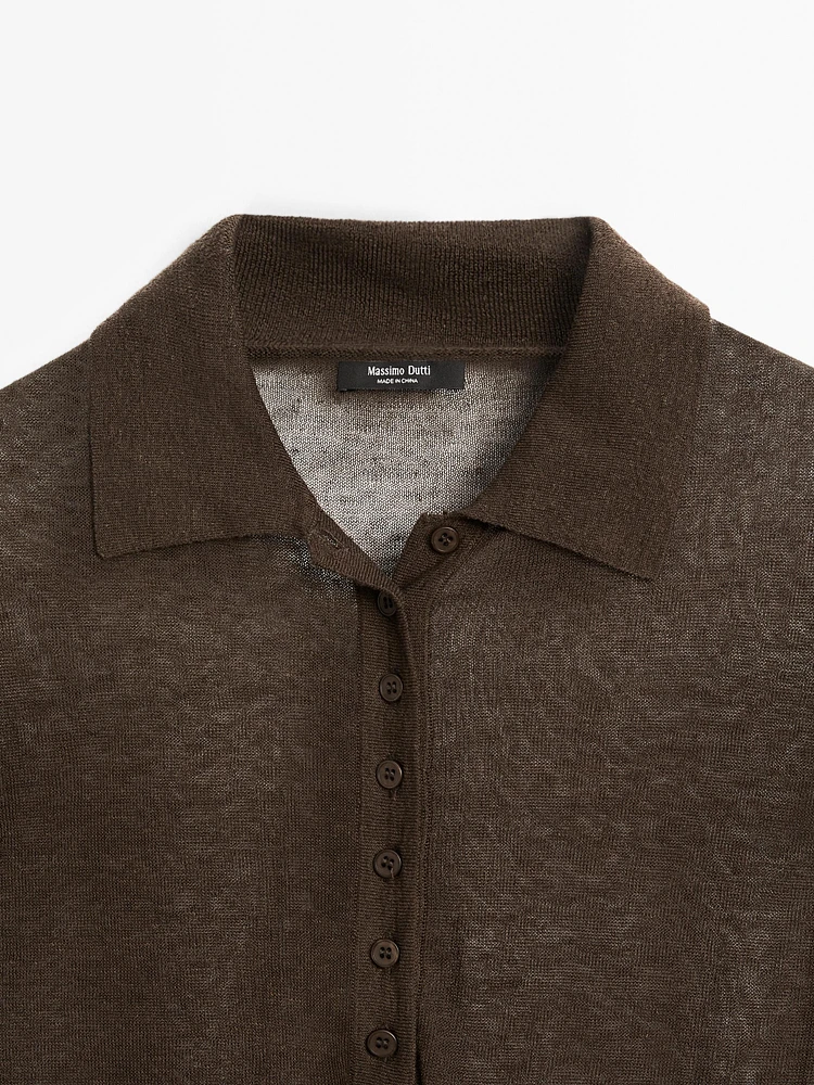 Linen blend semi-sheer knit sweater