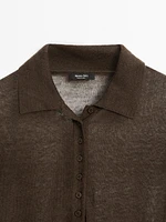 Linen blend semi-sheer knit sweater