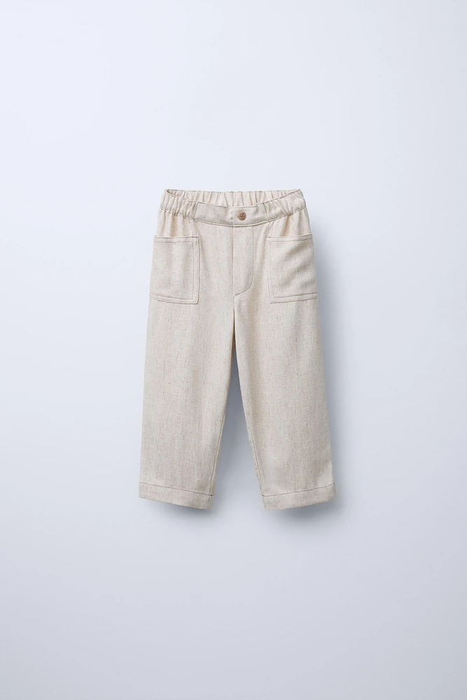 STRAIGHT LEG PANTS WITH TOPSTITCHING