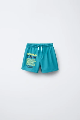 6-14 YEARS/ REGULAR TEXT SWIM SHORTS