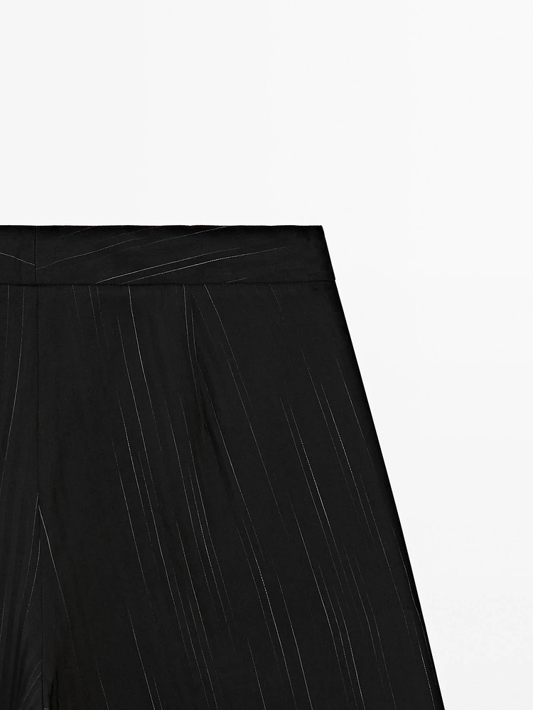 Pantalon à pinces imprimé rayures