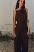 EMBROIDERED OPEN BACK TOP