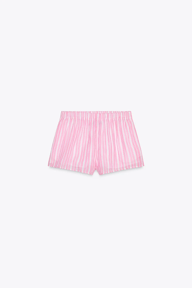 STRIPED GAUZE PAJAMA SHORTS