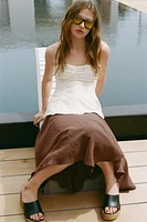 TOP EN LIN BUSTIER