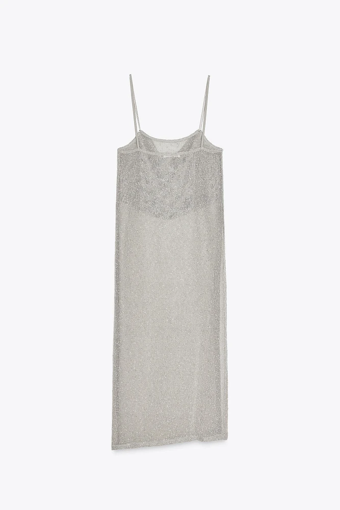 TOP LONG EN MAILLE AJOURÉE