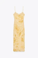 PRINTED TULLE MIDI DRESS