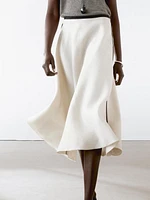 100% linen flounce midi skirt