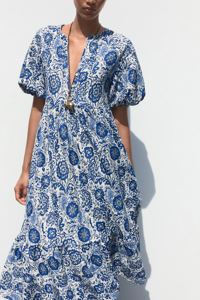 PRINTED MIDI DRESS