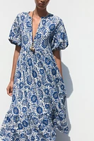 PRINTED MIDI DRESS