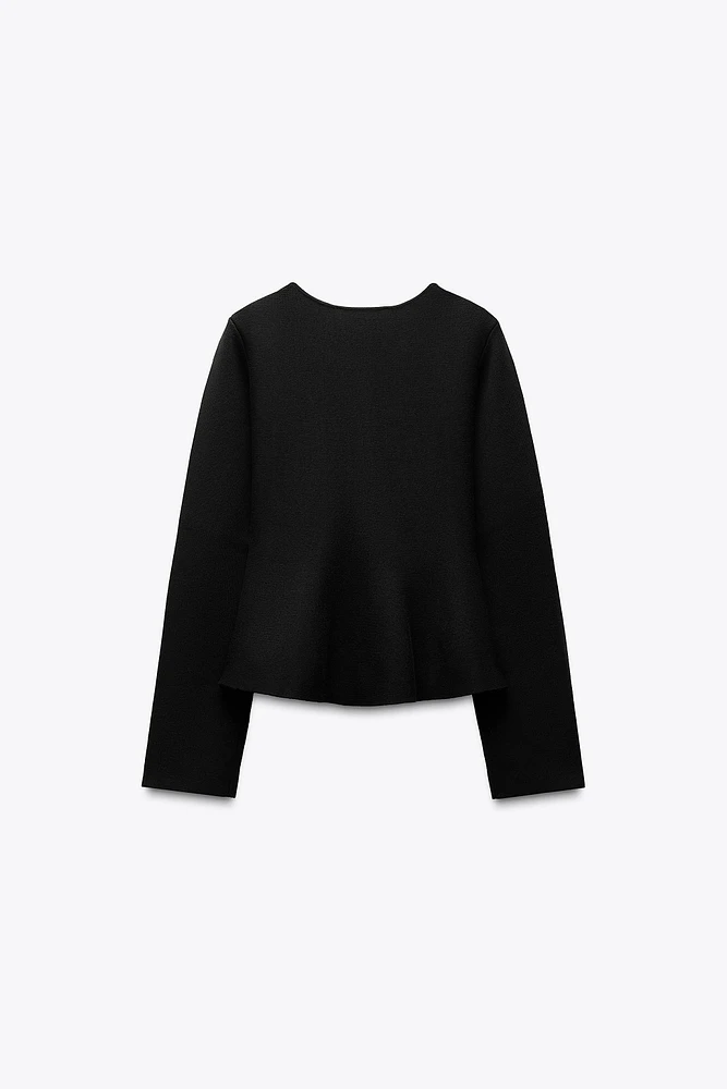 PEPLUM KNIT CARDIGAN