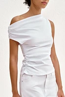 RUCHED ASYMMETRIC T-SHIRT