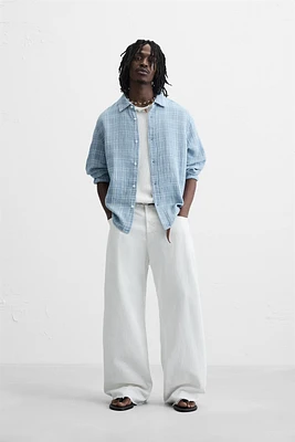 CHEMISE À CARREAUX EFFET PLISSÉ