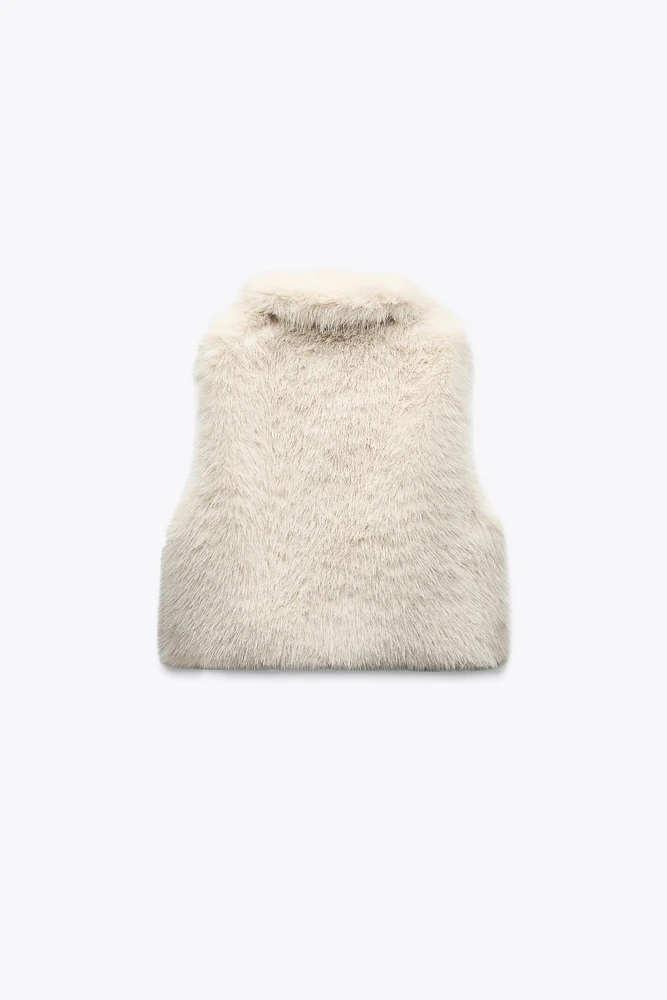 GILET SANS MANCHES EN FAUSSE FOURRURE