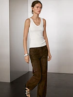 Cotton blend strappy top