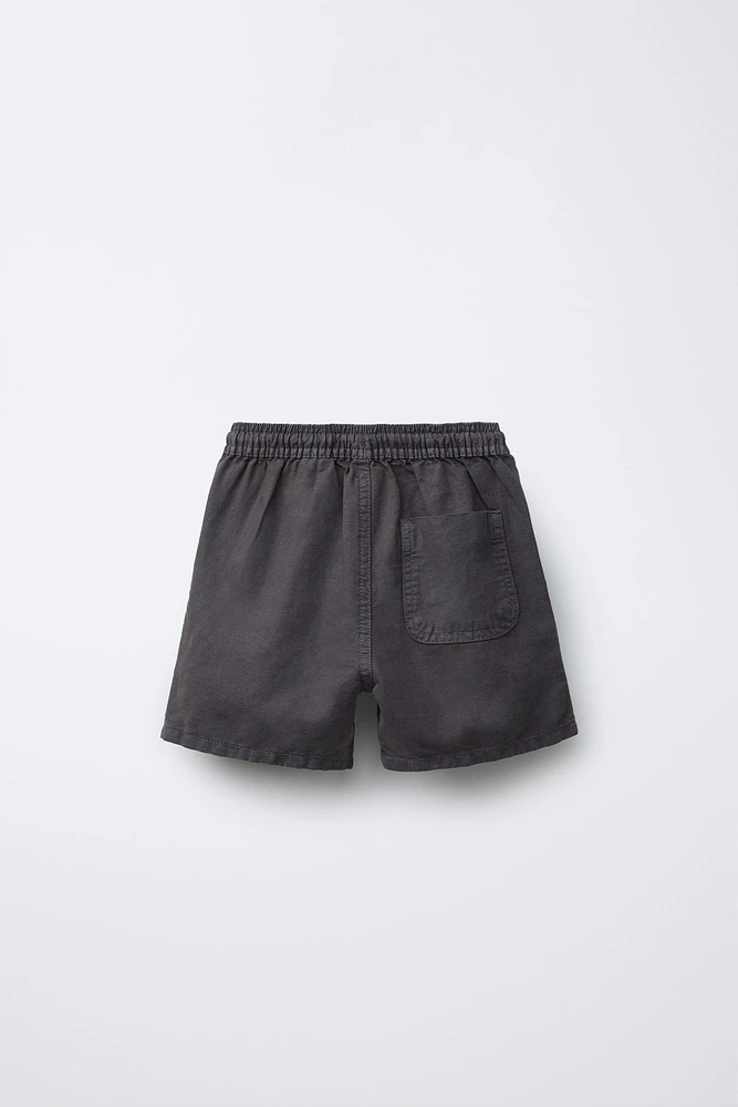 LINEN AND COTTON BERMUDA SHORTS