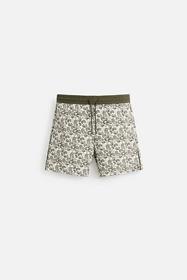 PAISLEY PRINT LONG SWIMMING TRUNKS