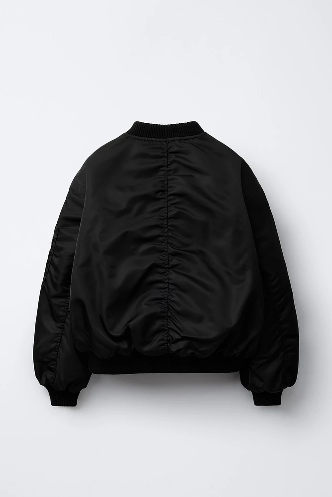 RUCHED NYLON BOMBER