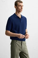 RIBBED KNIT POLO SHIRT