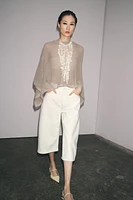 METALLIC THREAD CUT-OUT KNIT CAPE