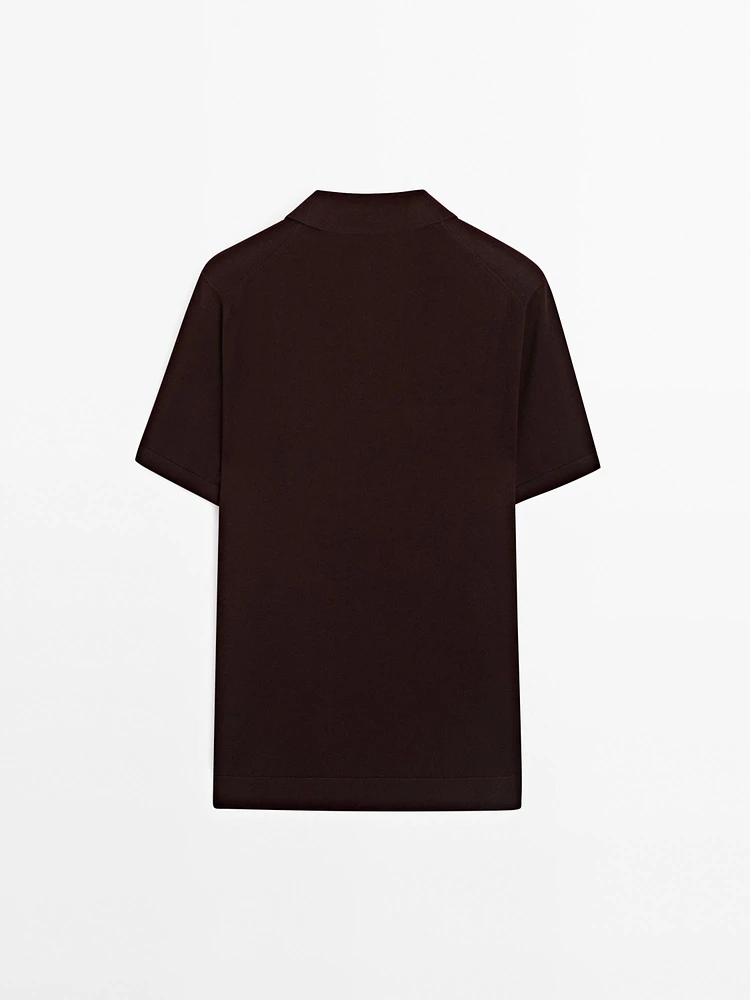 Short sleeve cotton knit polo shirt