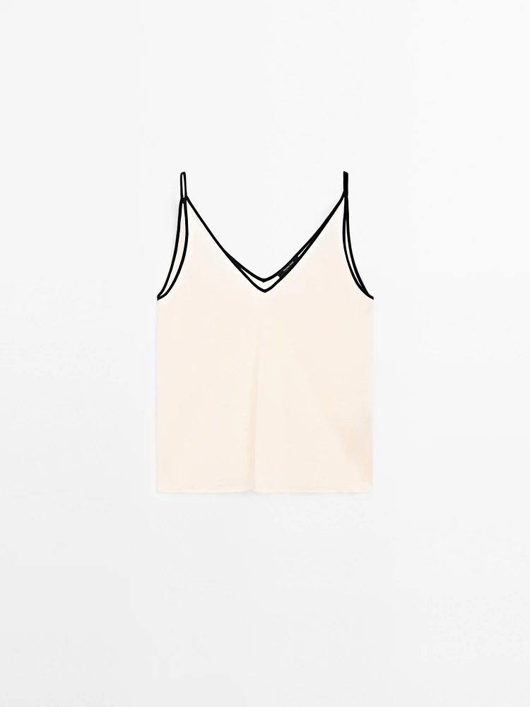 Cotton blend strappy camisole top