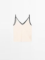 Cotton blend strappy camisole top