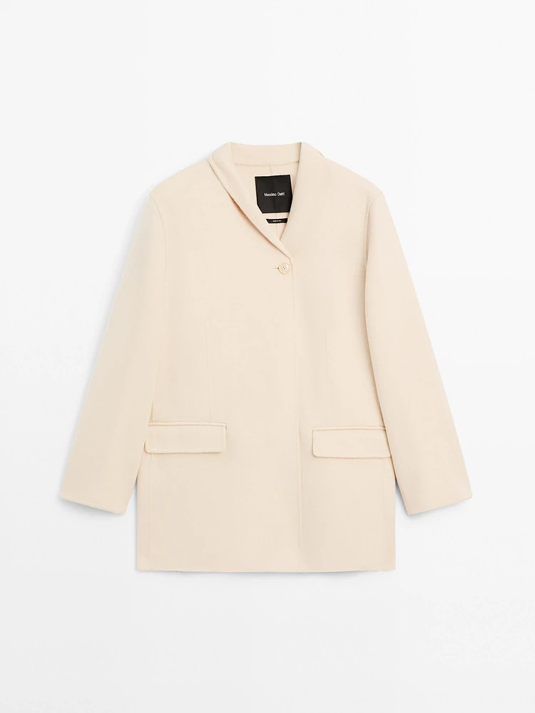 Manteau laine à col montant