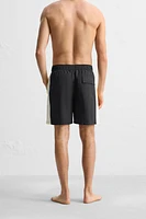 STRIPED LONG SWIM TRUNKS