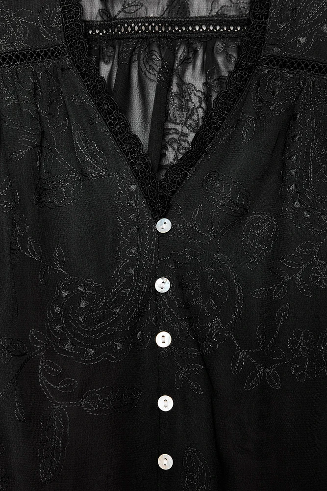 CHEMISE BRODÉE ENTRE-DEUX