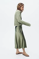 SATIN MIDI SKIRT