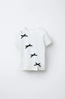 T-SHIRT CÔTELÉ À NŒUDS